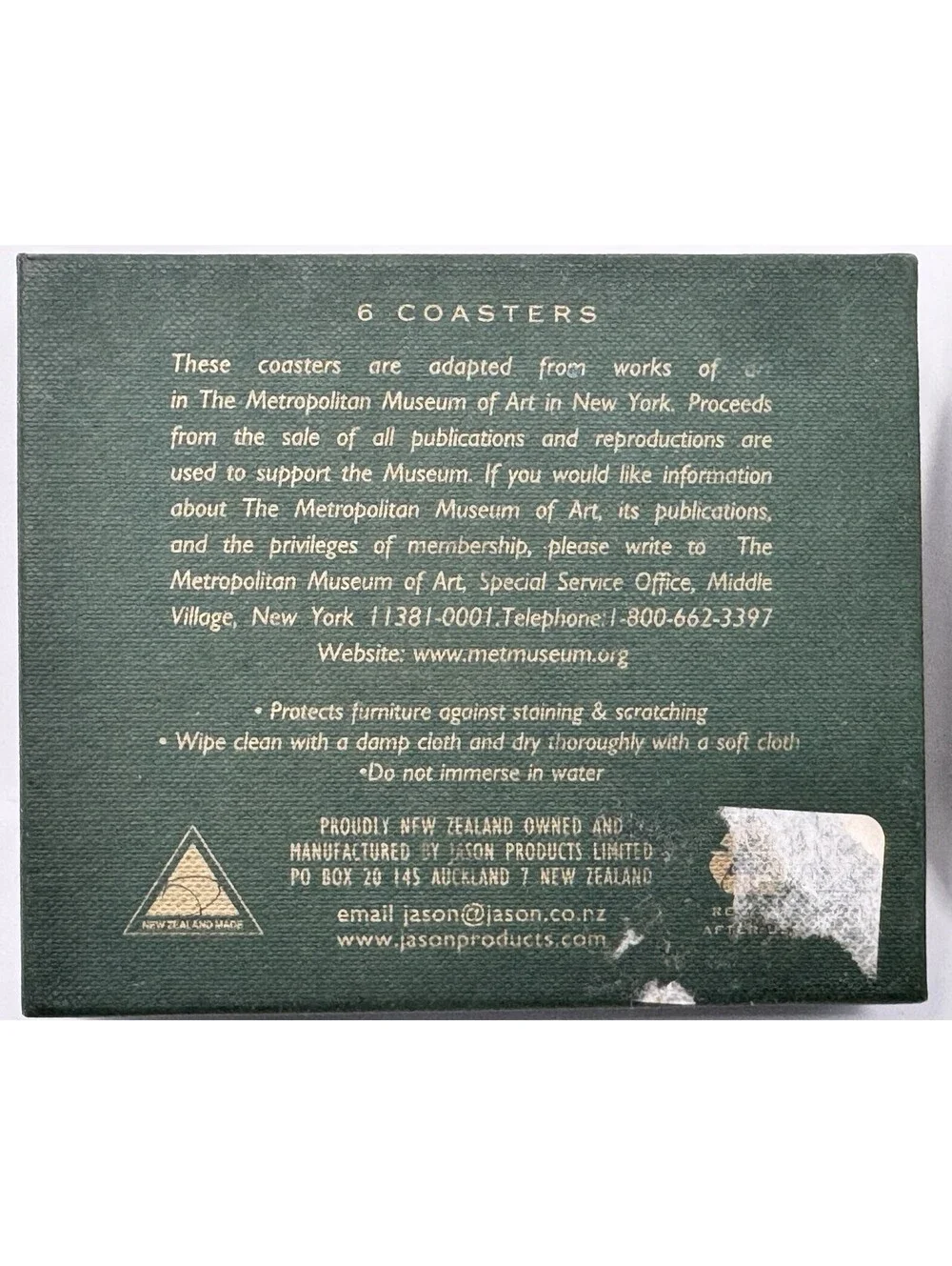 Metropolitan Museum of Art MMA Jason Coasters Set of 6 Tiffany Glass Windows Art